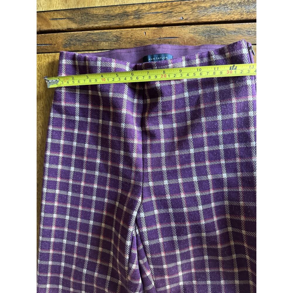 Ann Taylor Burgundy Plaid Ankle Pants XS Career Preppy - Picture 6 of 9